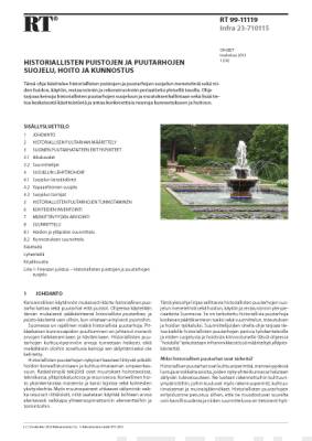 RT 99-11119, Historiallisten puistojen ja puutarhojen suojelu, hoito ja kunnostus