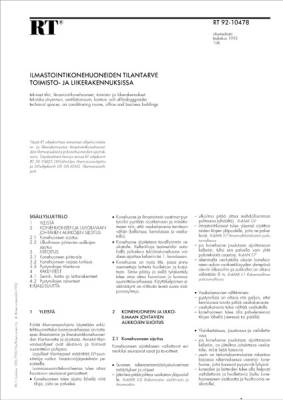 RT 92-10478, Ilmastointikonehuoneiden tilantarve toimisto- ja liikerakennuksissa