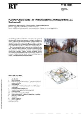 RT 99-10934, Puukaupungin hoito- ja täydennysrakentamissuunnitelma. Uusikaupunki