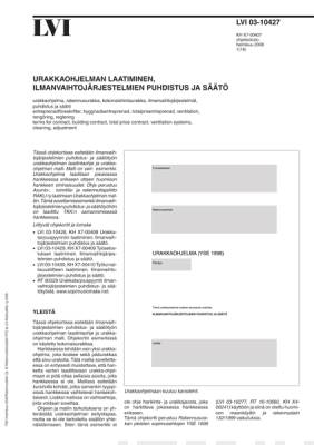 LVI 03-10427, Urakkaohjelman laatiminen, ilmanvaihtojärjestelmien puhdistus ja säätö