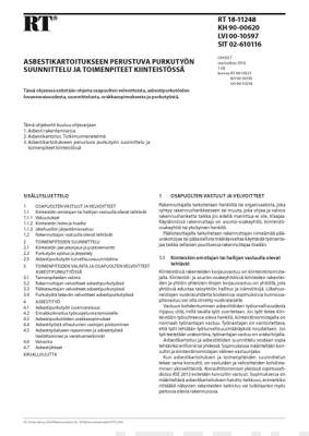 RT 18-11248, Asbestikartoitukseen perustuva purkutyön suunnittelu ja toimenpiteet kiinteistössä