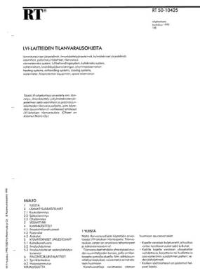 RT 50-10425, LVI-laitteiden tilanvarausohjeita