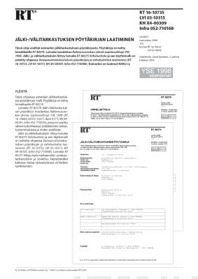 RT 16-10735, Jälki-/Välitarkastuksen pöytäkirjan laatiminen. (YSE 1998 asiakirjamalli)