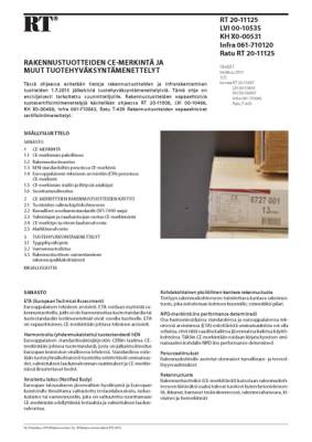 RT 20-11125, Rakennustuotteiden CE-merkintä ja muut tuotehyväksyntämenettelyt