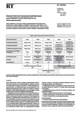 RT 103346, Projektinjohtourakkasopimuksen laatiminen tavoitebudjetilla. Talonrakennustyö