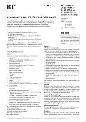 RT 13-11143 sv, Allmänna avtalsvillkor för konsultverksamhet KSE 2013