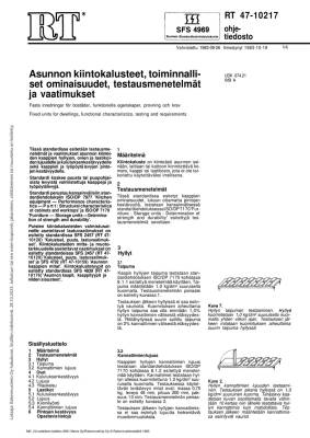 RT 47-10217, SFS 4969, Asunnon kiintokalusteet, toiminnalliset ominaisuudet, testausmenetelmät ja vaatimukset