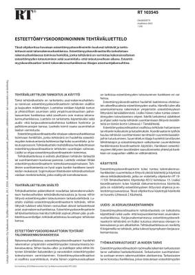 RT 103545, Esteettömyyskoordinoinnin tehtäväluettelo