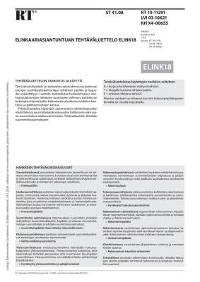 RT 10-11291, Elinkaariasiantuntijan tehtäväluettelo ELINK18