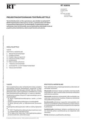 RT 103018, Projektinjohtourakan tehtäväluettelo