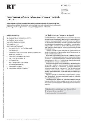 RT 103172, Talotekniikkatöiden työmaavalvonnan tehtäväluettelo