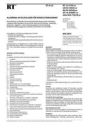RT 13-11143 sv, Allmänna avtalsvillkor för konsultverksamhet KSE 2013
