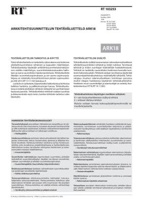 RT 103253, Arkkitehtisuunnittelun tehtäväluettelo ARK18