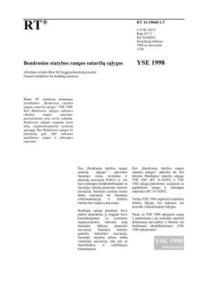 RT 16-10660 lt, Liettuankielinen. Rakennusurakan yleiset sopimusehdot  YSE 1998