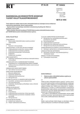 RT 103652, Rakennusalan erikoistöitä koskevat yleiset kuluttajasopimusehdot REYS-8 1995