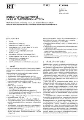 RT 103767 , Haltijan turvallisuusvastuut sähkö- ja pelastustoimen laitteista