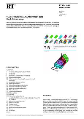 RT 10-11066, Yleiset tietomallivaatimukset 2012. Osa 1. Yleinen osuus (Versio 1.0, 2012)