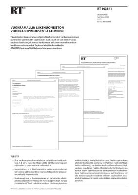 RT 103841, Vuokramallin liikehuoneiston vuokrasopimuksen laatiminen