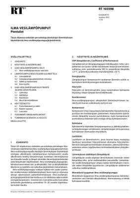 RT 103598, Ilma-vesilämpöpumput. Pientalot