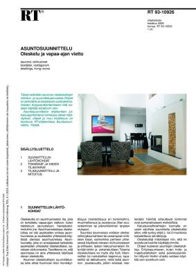 RT 93-10926, Asuntosuunnittelu. Oleskelu ja vapaa-ajan vietto