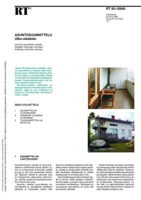RT 93-10940, Asuntosuunnittelu. Ulko-oleskelu