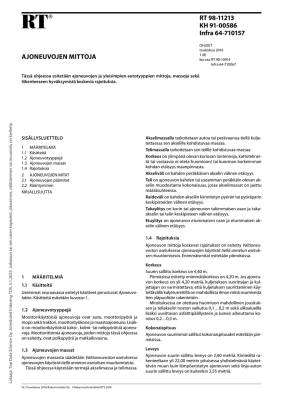 RT 98-11213, Ajoneuvojen mittoja