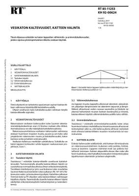 RT 85-11253, Vesikaton kaltevuudet, katteen valinta