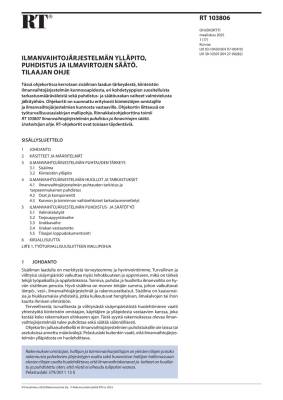 RT 103806, Ilmanvaihtojärjestelmän ylläpito, puhdistus ja ilmavirtojen säätö. Tilaajan ohje