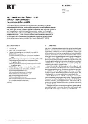 RT 103453, Nestekiertoiset lämmitys- ja jäähdytysverkostot. Huonelämpötilojen säätö