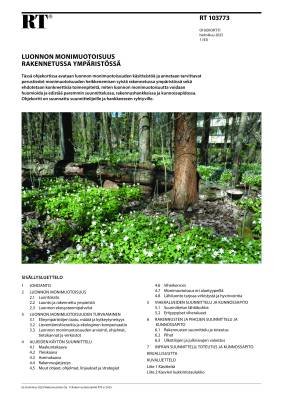 RT 103773, Luonnon monimuotoisuus rakennetussa ympäristössä