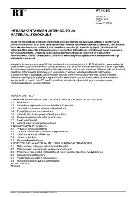 RT 103882, Infrarakentamisen jätehuolto ja materiaalitehokkuus