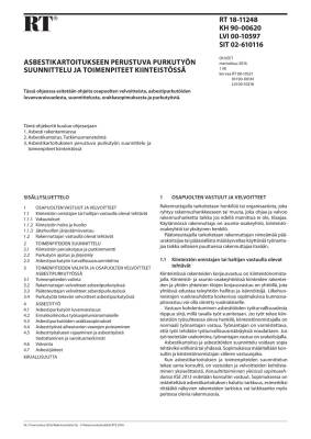 RT 18-11248, Asbestikartoitukseen perustuva purkutyön suunnittelu ja toimenpiteet kiinteistössä