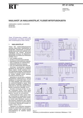 RT 47-10792, Naulakot ja naulakkotilat, yleisiä mitoitusohjeita