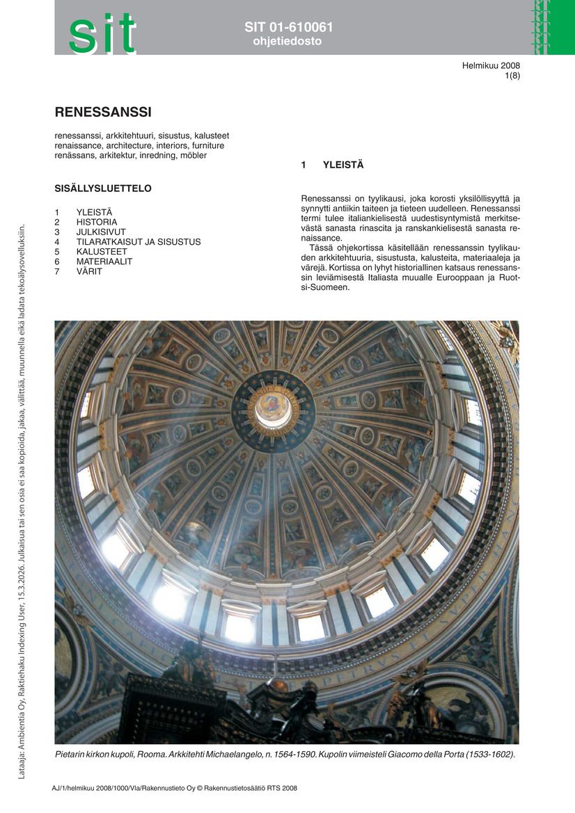 SIT 01-610061, Renessanssi