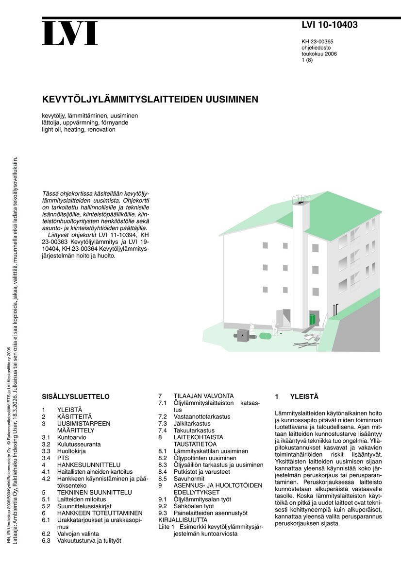 LVI 10-10403, Kevytöljylämmityslaitteiden uusiminen