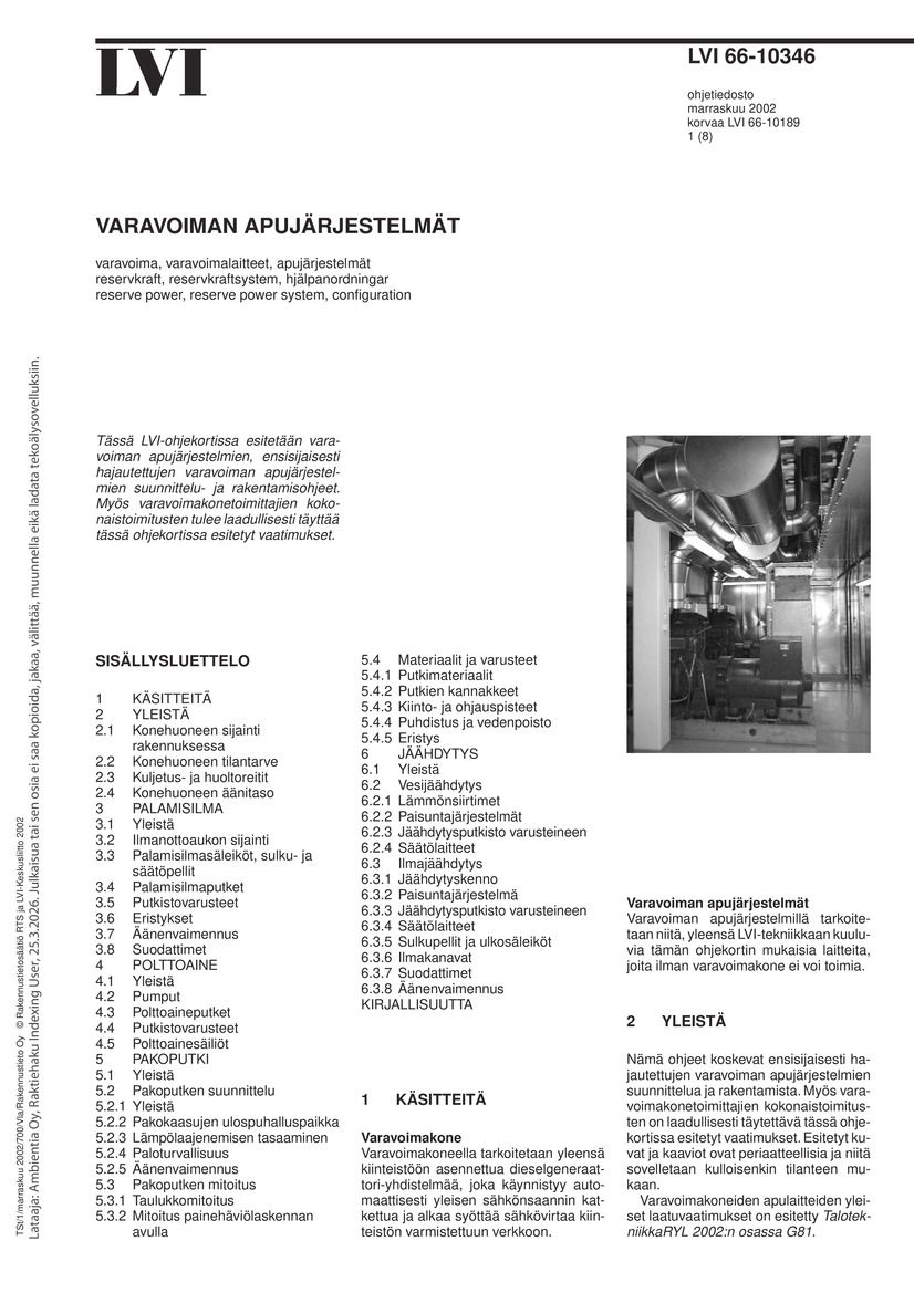 LVI 66-10346, Varavoiman apujärjestelmät