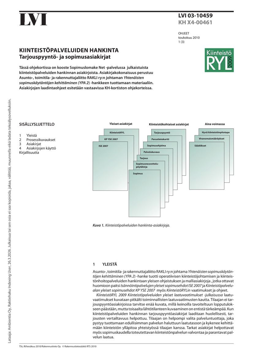 LVI 03-10459, Kiinteistöpalveluiden hankinta. Tarjouspyyntö- ja sopimusasiakirjat