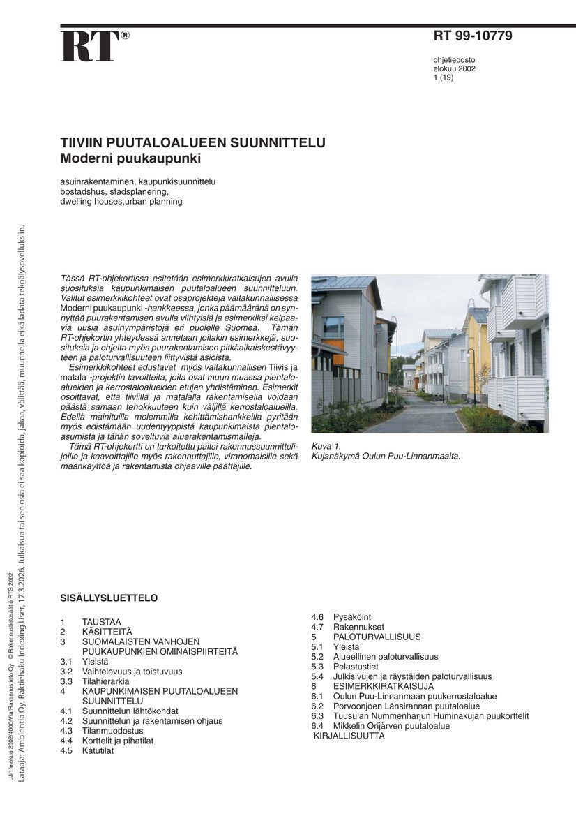 Siirry tuotesivulle RT 99-10779, Tiiviin puutaloalueen suunnittelu