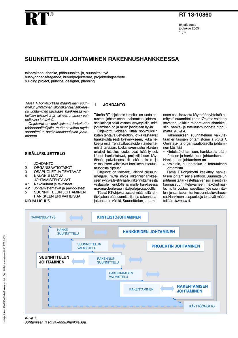 RT 13-10860, Suunnittelun johtaminen rakennushankkeessa
