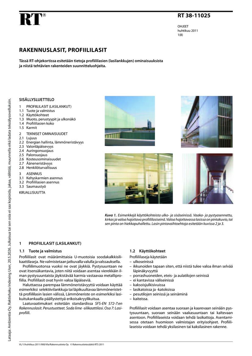 RT 38-11025, Rakennuslasit, profiililasit