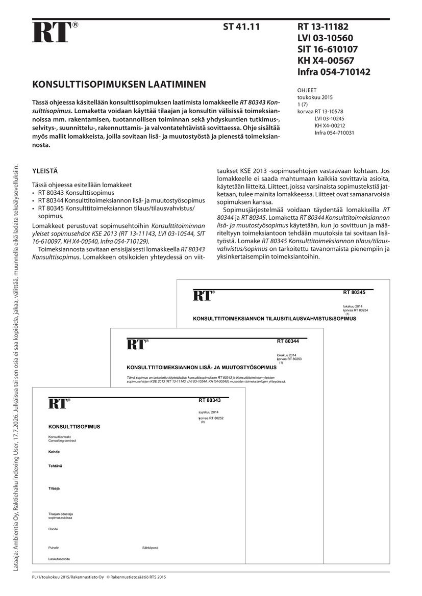 RT 13-11182 Konsulttisopimuksen laatiminen