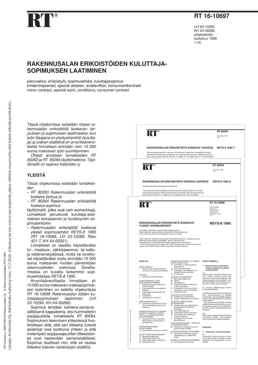 Siirry tuotesivulle RT 16-10697 Rakennusalan erikoistöiden kuluttajasopimuksen laatiminen