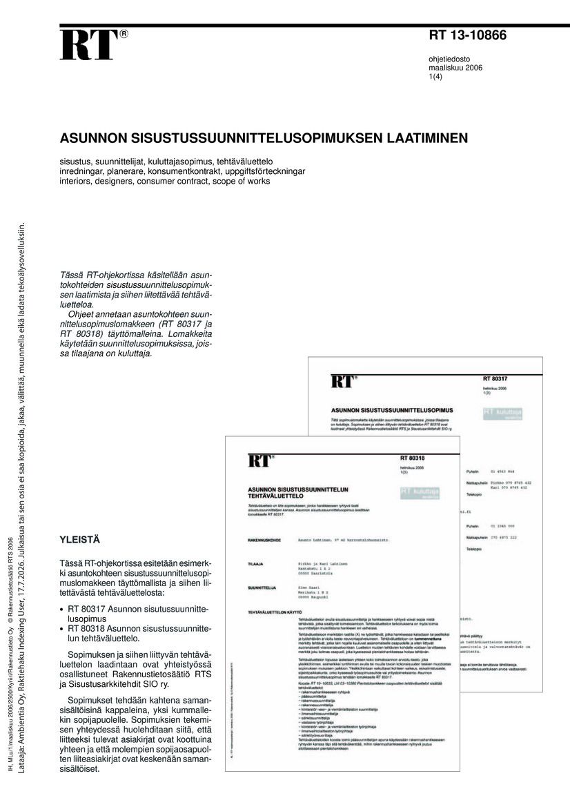 Siirry tuotesivulle RT 13-10866 Asunnon sisustussuunnittelusopimuksen laatiminen